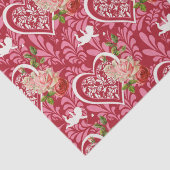 エレガントなヴィンテージのキューピッドと赤いバラのバレンタインデー 薄葉紙 (詳細)