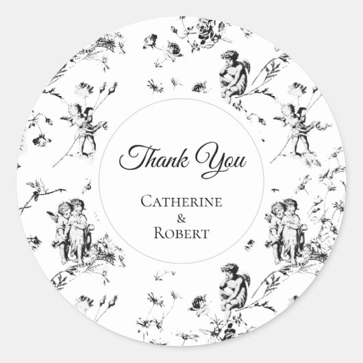 エレガントなヴィンテージのキューピッド天使の感謝 ラウンドシール (正面)