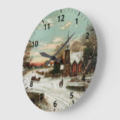 エレガントなヴィンテージのクリスマスイブ ラージ壁時計 (傾斜)