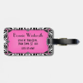 エレガントなヴィンテージのシマウマのアールデコのピンクのダイヤモンド ラゲッジタグ (裏面横)