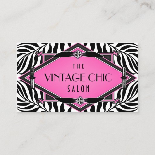 エレガントなヴィンテージのシマウマのアールデコのピンクのダイヤモンド 名刺 (正面)