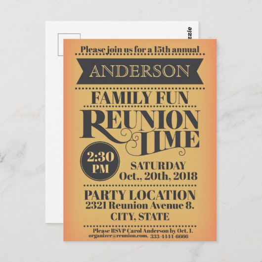 エレガントなヴィンテージのスタイルの家族会のデザイン ポストカード (正面/裏面)