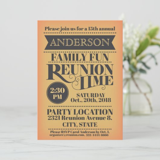 エレガントなヴィンテージのスタイルの家族会の設計 招待状 (スタンド正面)