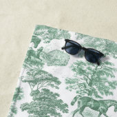 エレガントなヴィンテージのセージグリーンとホワイトの馬のトワール ビーチタオル (インサイチュ)