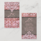 エレガントなヴィンテージのダマスク織のピンクのプロフェッショナル 名刺 (正面/裏面)