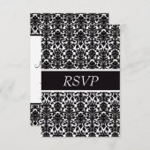 エレガントなヴィンテージのダマスク織RSVPの結婚式 出欠カード (正面/裏面)