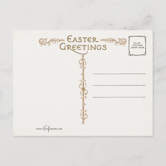 エレガントなヴィンテージのチューリップとイースターのご挨 ポストカード (裏面)