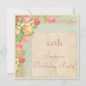 エレガントなヴィンテージのバラの驚きの誕生会 招待状 (正面)