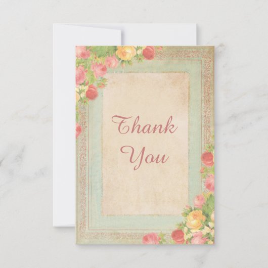 エレガントなヴィンテージのバラは感謝していしています サンキューカード (正面)