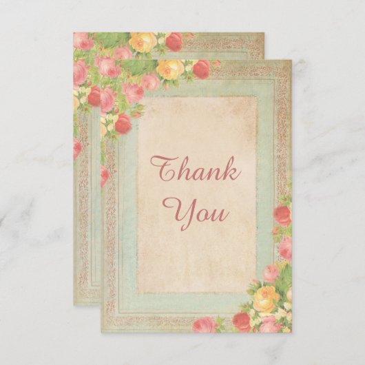 エレガントなヴィンテージのバラは感謝していしています サンキューカード (正面/裏面)