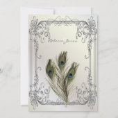 エレガントなヴィンテージのパールと花の孔雀のウェディング 招待状 (裏面)