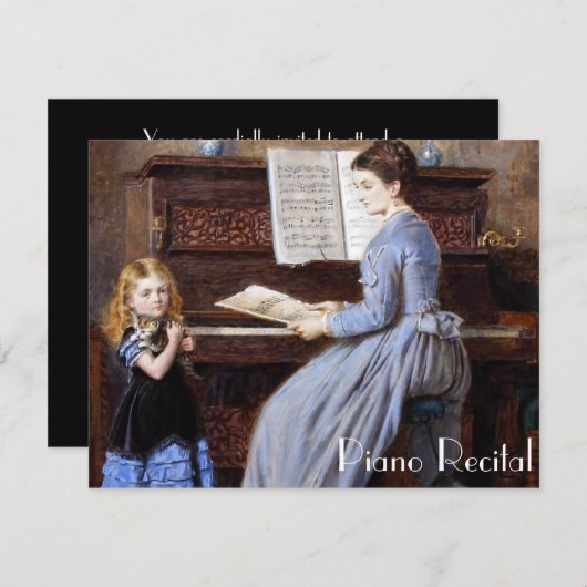 エレガントなヴィンテージのピアノ演奏会の招待状 招待状 (正面/裏面)