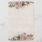 エレガントなヴィンテージのピンクのバラの文房具 便箋 (正面)