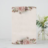 エレガントなヴィンテージのピンクのバラの文房具 便箋 (スタンド正面)