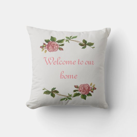 エレガントなヴィンテージのピンクのバラはそれをカスタマイズ クッション (正面)