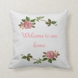 エレガントなヴィンテージのピンクのバラはそれをカスタマイズ クッション