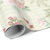 エレガントなヴィンテージのピンクのパステル調の花パターン ラッピングペーパー (ロールコーナー)