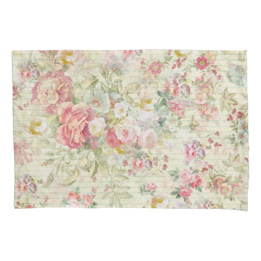 エレガントなヴィンテージのピンクのパステル調の花パターン 枕カバー (正面)