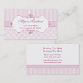 エレガントなヴィンテージのピンクの白いダマスク織は縞で飾ります 名刺 (正面/裏面)