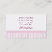 エレガントなヴィンテージのピンクの白いダマスク織は縞で飾ります 名刺 (裏面)