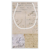 エレガントなヴィンテージのフランスのな郵便はがきの手書き スモールペーパーバッグ (裏面)