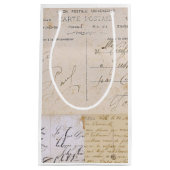 エレガントなヴィンテージのフランスのな郵便はがきの手書き スモールペーパーバッグ (正面)