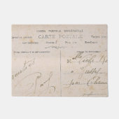 エレガントなヴィンテージのフランスのな郵便はがきの手書き ドアマット (正面)