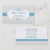 エレガントなヴィンテージのブルーグレーの白いダマスク織は縞で飾り、 名刺 (正面/裏面)