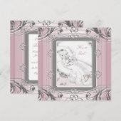 エレガントなヴィンテージのベビーガールシャワー招待状 招待状 (正面/裏面)