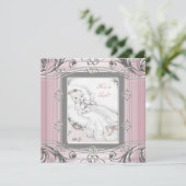 エレガントなヴィンテージのベビーガールシャワー招待状 招待状 (スタンド正面)