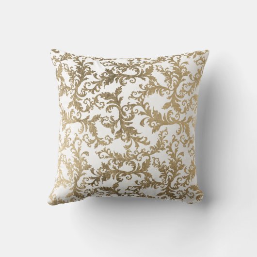 エレガントなヴィンテージのホワイトゴールドの花柄のダマスク織 クッション (裏面)