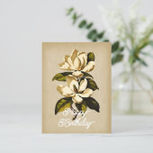 エレガントなヴィンテージのマグノリアの花 ハッピーバースデー ポストカード (スタンド正面)