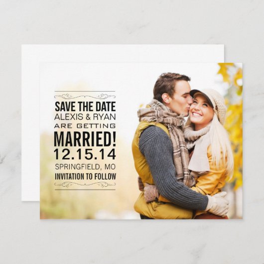 エレガントなヴィンテージの保存日付の郵便はがき セーブザデート (正面/裏面)