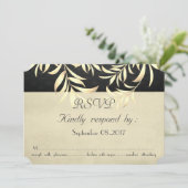 エレガントなヴィンテージの偽の金の葉　出欠返信 招待状 (スタンド正面)