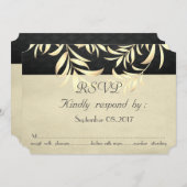 エレガントなヴィンテージの偽の金の葉　出欠返信 招待状 (正面/裏面)
