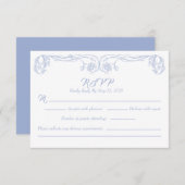 エレガントなヴィンテージの出欠確認カード – 緑のバラの装飾 招待状 (正面/裏面)