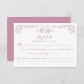 エレガントなヴィンテージの出欠確認カード – 緑のバラの装飾 招待状 (正面/裏面)