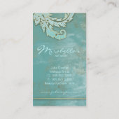 エレガントなヴィンテージの名刺の緑青は青い渦巻きます 名刺 (裏面)