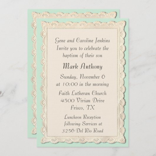 エレガントなヴィンテージの天使の喘ぐ洗礼の招待状 招待状 (正面/裏面)