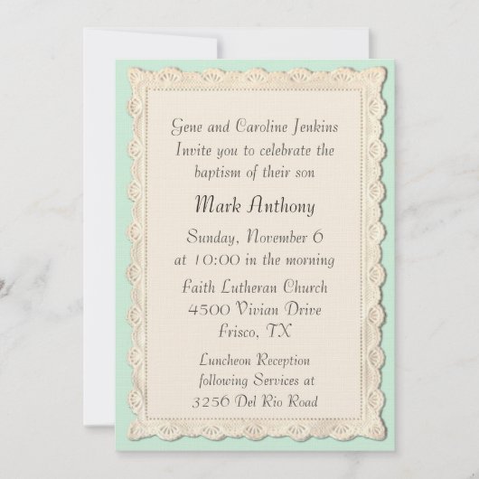 エレガントなヴィンテージの天使の喘ぐ洗礼の招待状 招待状 (正面)