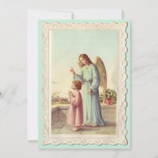 エレガントなヴィンテージの天使の喘ぐ洗礼の招待状 招待状 (裏面)