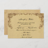 エレガントなヴィンテージの孔雀の優雅な結婚式の応答カード 出欠カード (正面/裏面)