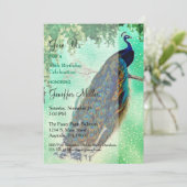 エレガントなヴィンテージの孔雀の美術作品 招待状 (スタンド正面)