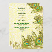 エレガントなヴィンテージの孔雀 招待状 (正面/裏面)