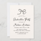 エレガントなヴィンテージの弓形クリーム色の写真 卒業パーティー 招待状 (裏面)