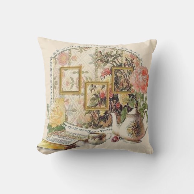 エレガントなヴィンテージの旧式でビクトリアンな茶部屋の装飾 アウトドアクッション (正面)