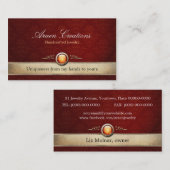 エレガントなヴィンテージの深いさくらんぼのダマスク織パターンジュエリー 名刺 (正面/裏面)