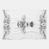 エレガントなヴィンテージの灰色ののまわりに及び王冠の花柄 キッチンタオル (横)