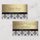 エレガントなヴィンテージの白黒ダマスク織のアンティーク 名刺 (正面/裏面)
