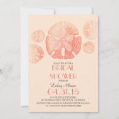 エレガントなヴィンテージの砂ドルのビーチのブライダルシャワー 招待状 (正面)